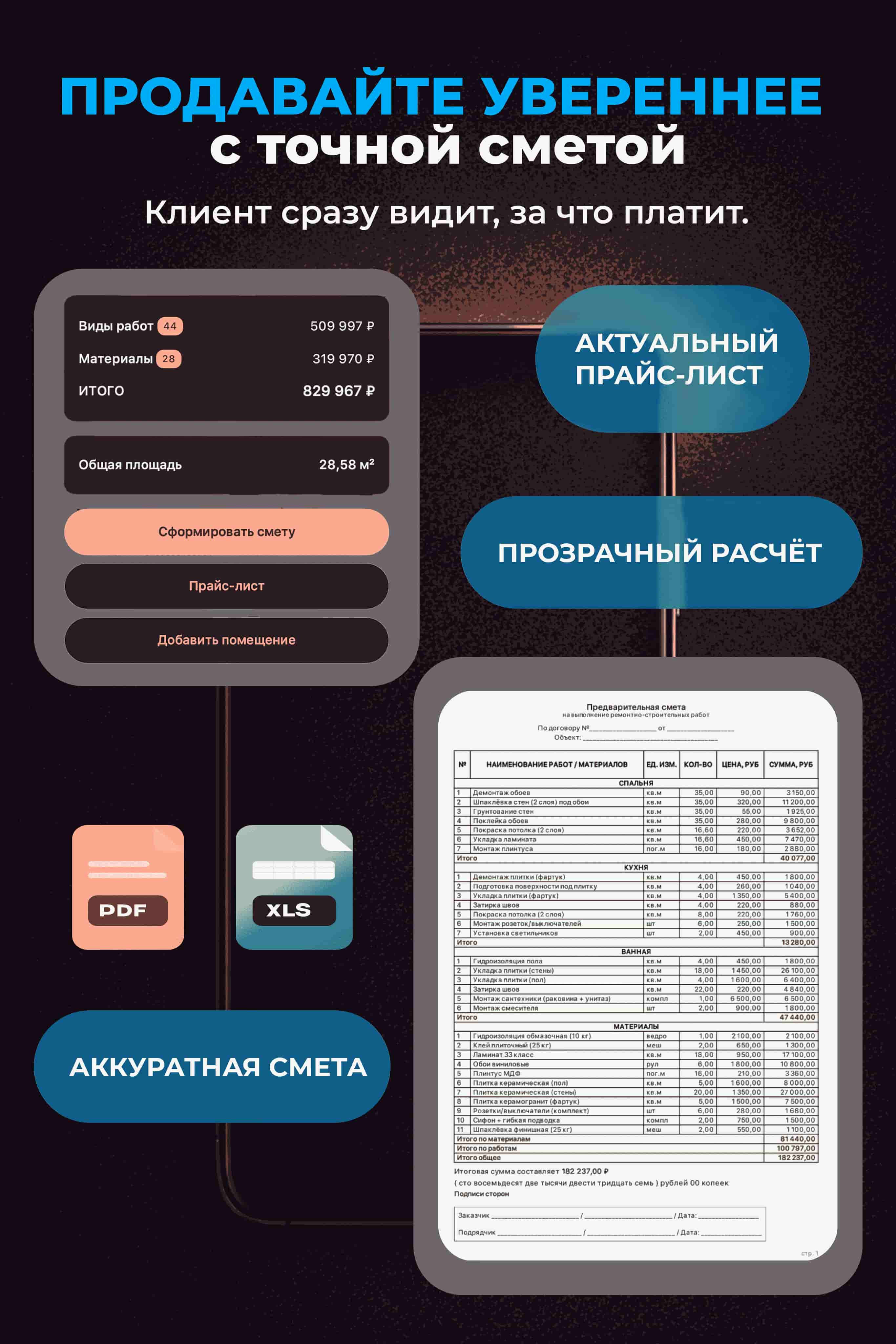 Промо-карточка точной сметы
